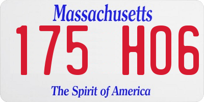 MA license plate 175HO6