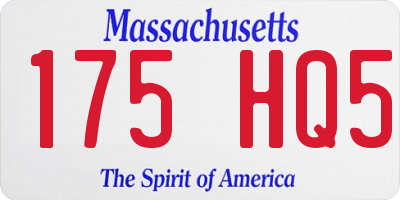 MA license plate 175HQ5