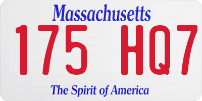 MA license plate 175HQ7