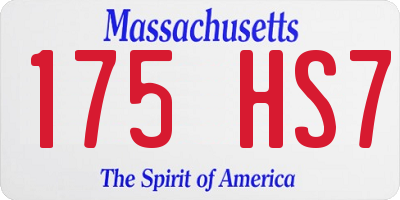 MA license plate 175HS7