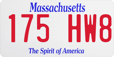 MA license plate 175HW8