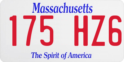 MA license plate 175HZ6