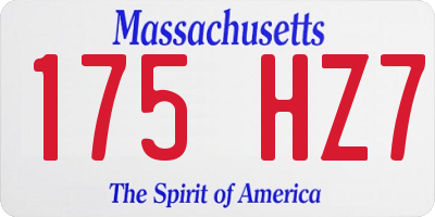 MA license plate 175HZ7