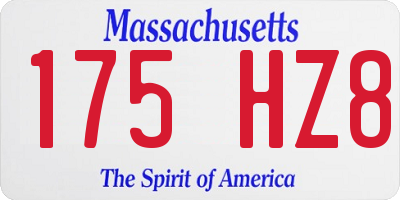 MA license plate 175HZ8