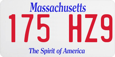 MA license plate 175HZ9