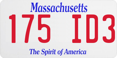 MA license plate 175ID3