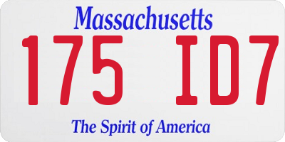 MA license plate 175ID7
