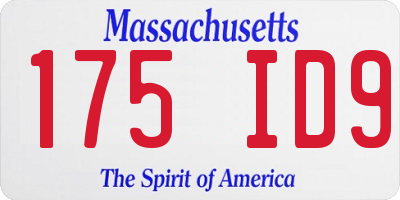MA license plate 175ID9