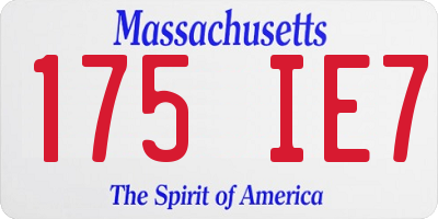 MA license plate 175IE7