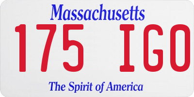 MA license plate 175IG0