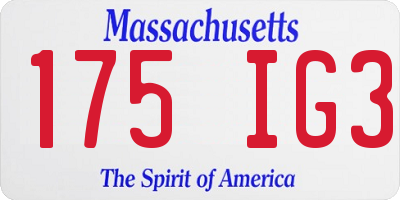 MA license plate 175IG3