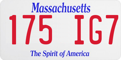 MA license plate 175IG7