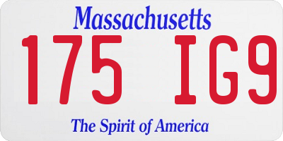 MA license plate 175IG9