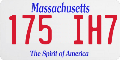 MA license plate 175IH7