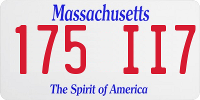 MA license plate 175II7