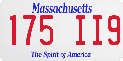 MA license plate 175II9