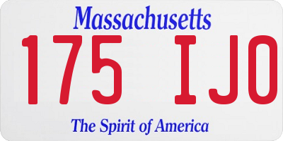 MA license plate 175IJ0