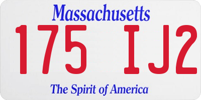 MA license plate 175IJ2