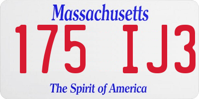 MA license plate 175IJ3
