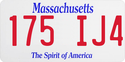 MA license plate 175IJ4