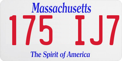 MA license plate 175IJ7