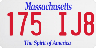 MA license plate 175IJ8