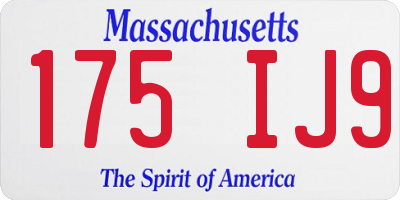 MA license plate 175IJ9