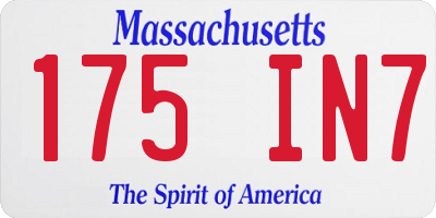 MA license plate 175IN7