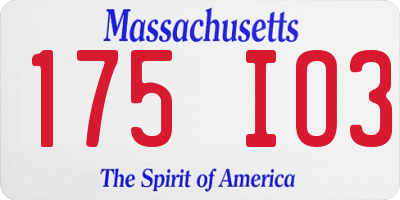 MA license plate 175IO3