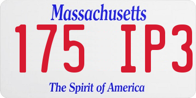 MA license plate 175IP3