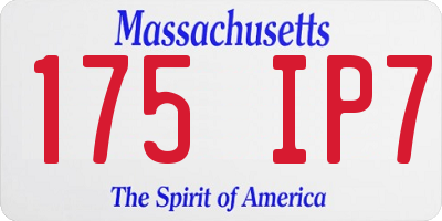 MA license plate 175IP7