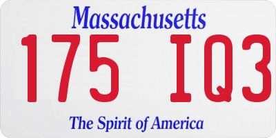 MA license plate 175IQ3