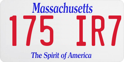 MA license plate 175IR7