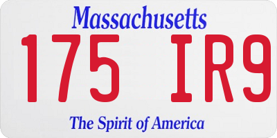 MA license plate 175IR9