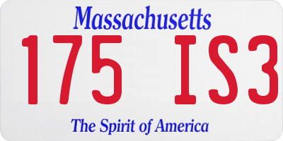 MA license plate 175IS3