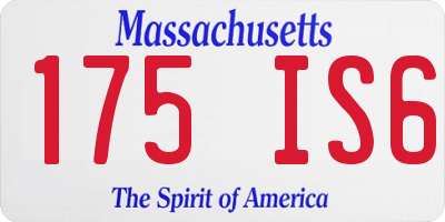 MA license plate 175IS6