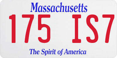 MA license plate 175IS7