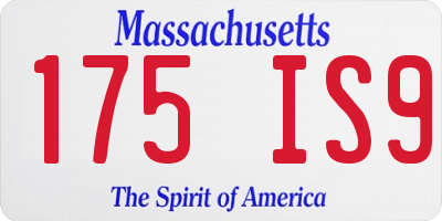 MA license plate 175IS9