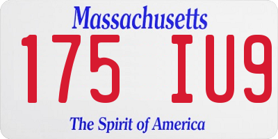 MA license plate 175IU9