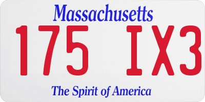 MA license plate 175IX3