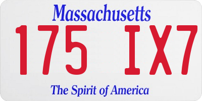 MA license plate 175IX7