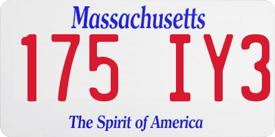 MA license plate 175IY3