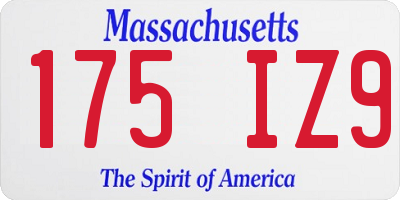 MA license plate 175IZ9