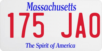 MA license plate 175JA0