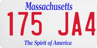 MA license plate 175JA4