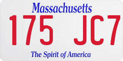 MA license plate 175JC7