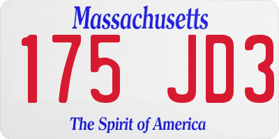 MA license plate 175JD3