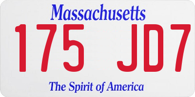 MA license plate 175JD7