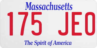 MA license plate 175JE0