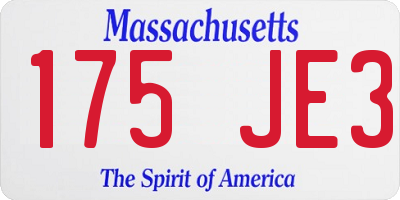 MA license plate 175JE3